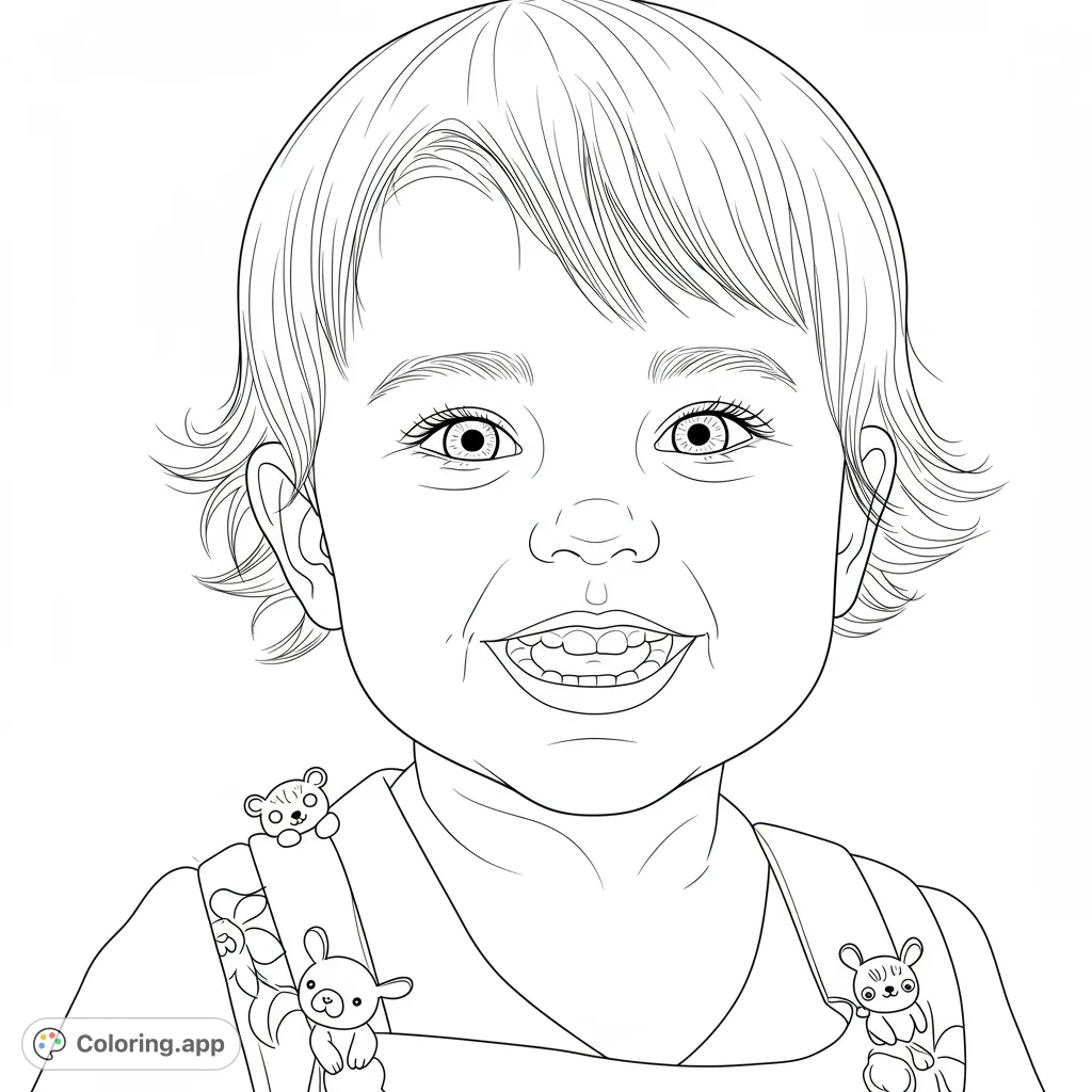 Capture the pure joy of a child's wide smile in this detailed portrait. Perfect for young artists to explore expressions and fine details.
