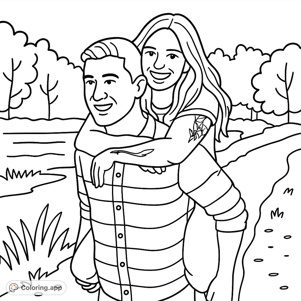 Joyful Piggyback Ride Online Coloring Tool Coloring app joyful-piggyback-ride-online-coloring-tool-coloring-app
