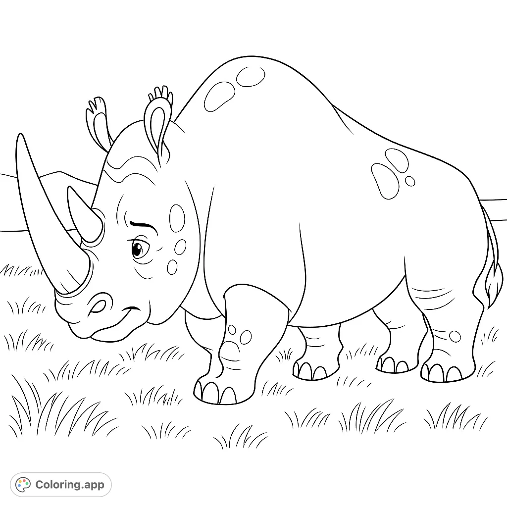 Discover a majestic rhino in its natural habitat. This free printable rhino coloring page offers a fun and engaging activity for all ages.