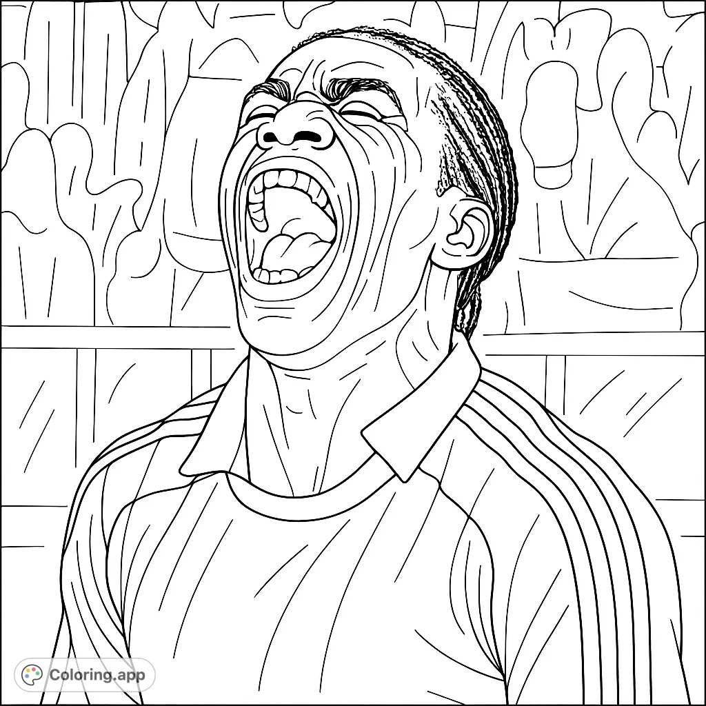 Capture the raw emotion of a soccer player in a powerful moment. This dynamic sports coloring page is perfect for fans of the game.