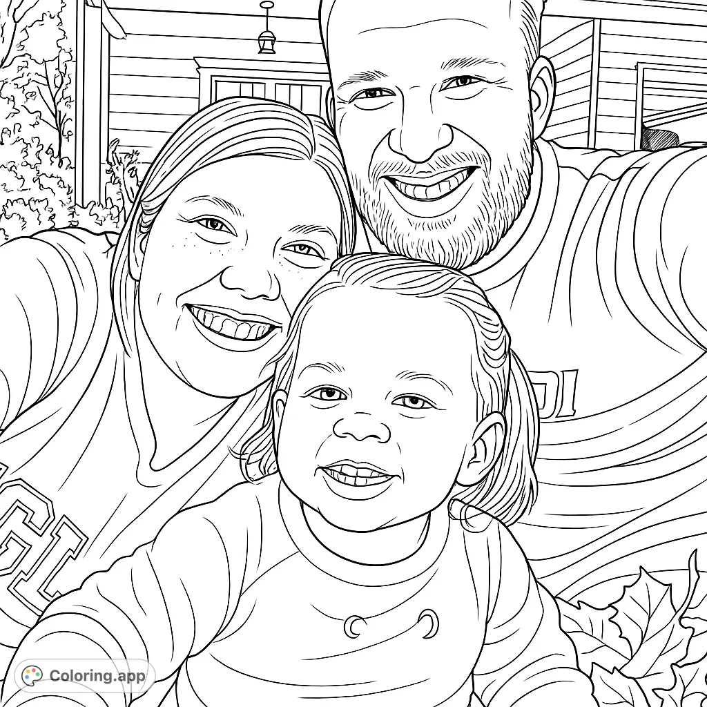 Capture a heartwarming family moment with this free printable family portrait coloring page, perfect for all ages to enjoy.