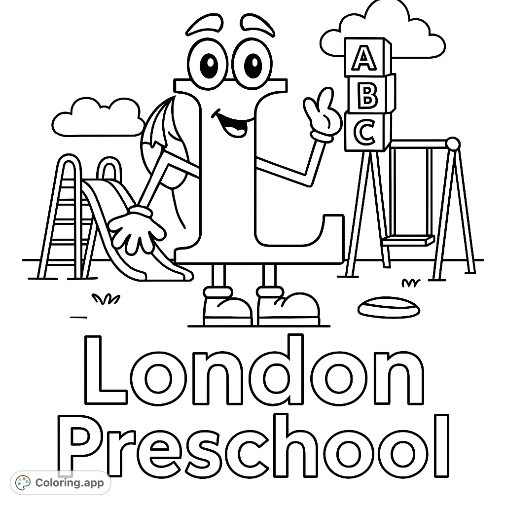 A playful letter L holds ABC blocks, ready for learning adventures. Perfect for young learners to explore letters and shapes.
