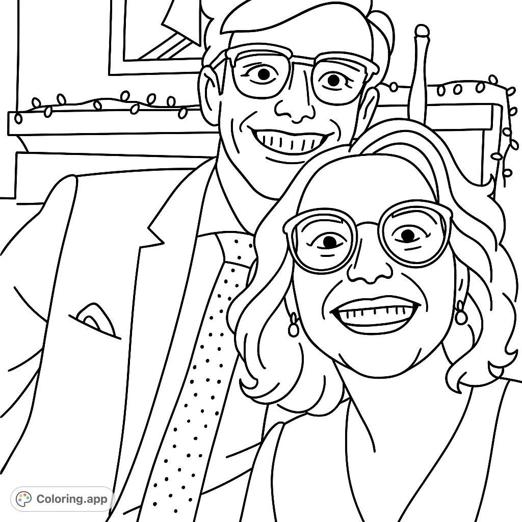 Capture the joy of a special moment with this happy couple portrait. Perfect for personalizing with your favorite shades and celebrating connections.