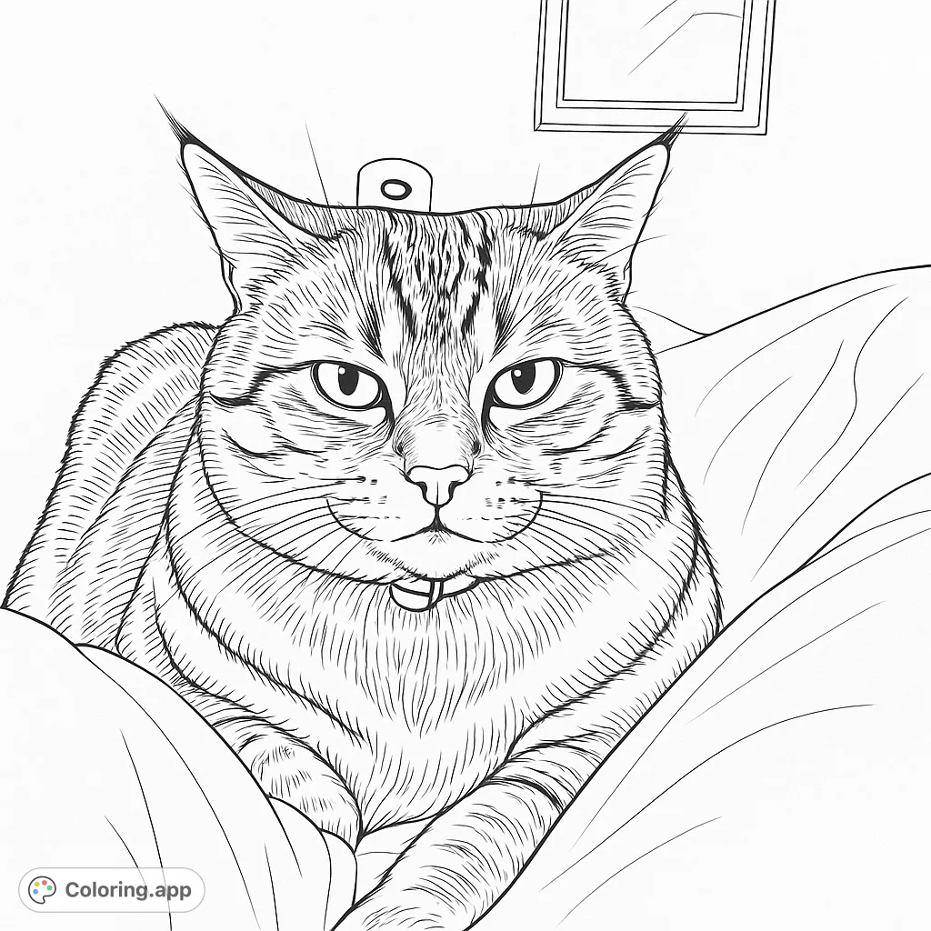A detailed tabby cat portrait resting on a soft blanket, perfect for animal lovers. Explore intricate fur patterns and expressive features.