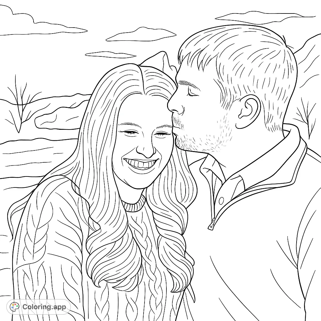 A tender moment captured, featuring a man kissing a woman's forehead, perfect for expressing affection and connection.