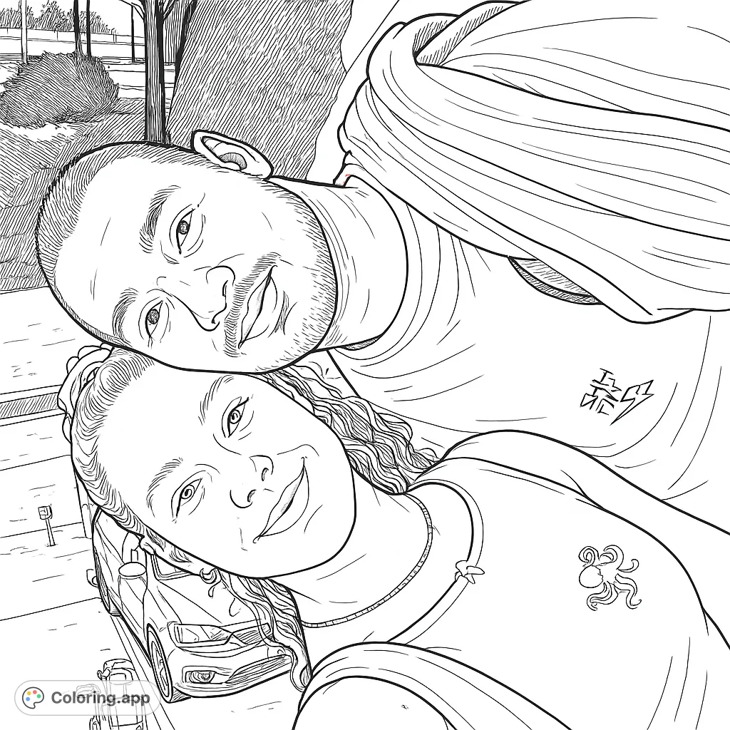 A heartwarming portrait of a couple enjoying an outdoor moment. Perfect for personalizing with your favorite shades and celebrating connection.
