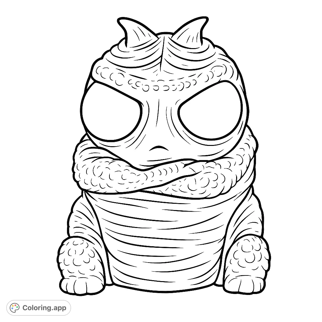 Meet a charming, chubby monster with big eyes and textured skin, ready for your creative touch. A fun, free printable monster coloring page for all ages!