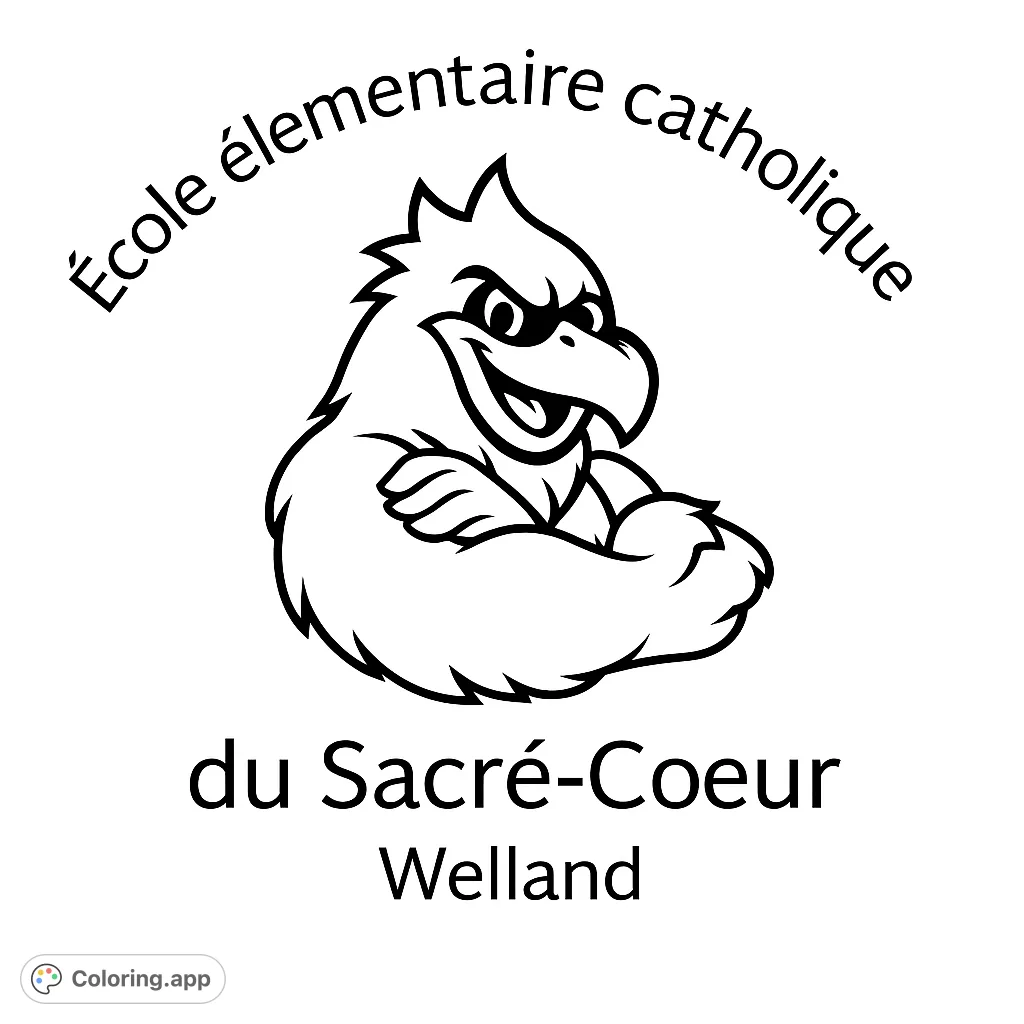 Color a confident cartoon cardinal mascot with a spiky crest and crossed wings, perfect for school spirit or a fun animal-themed activity.