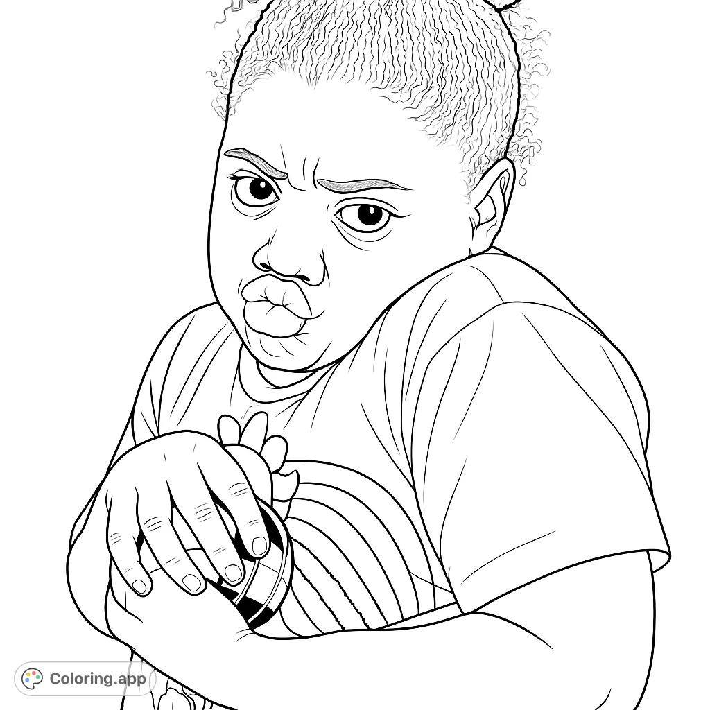 Capture a child's playful pout and mischievous expression, holding small bottles. A fun and engaging portrait for creative coloring.