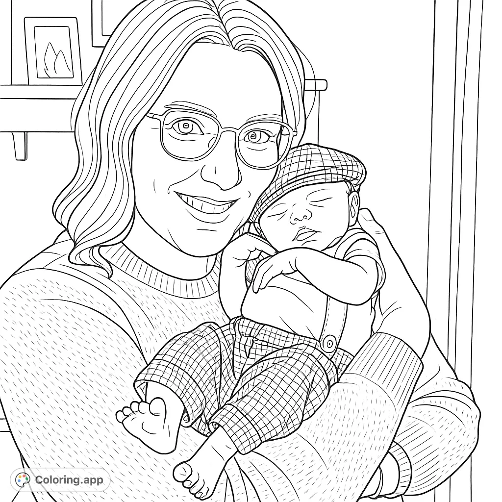 A heartwarming portrait of a mother tenderly holding her sleeping newborn, perfect for celebrating family bonds and new beginnings.