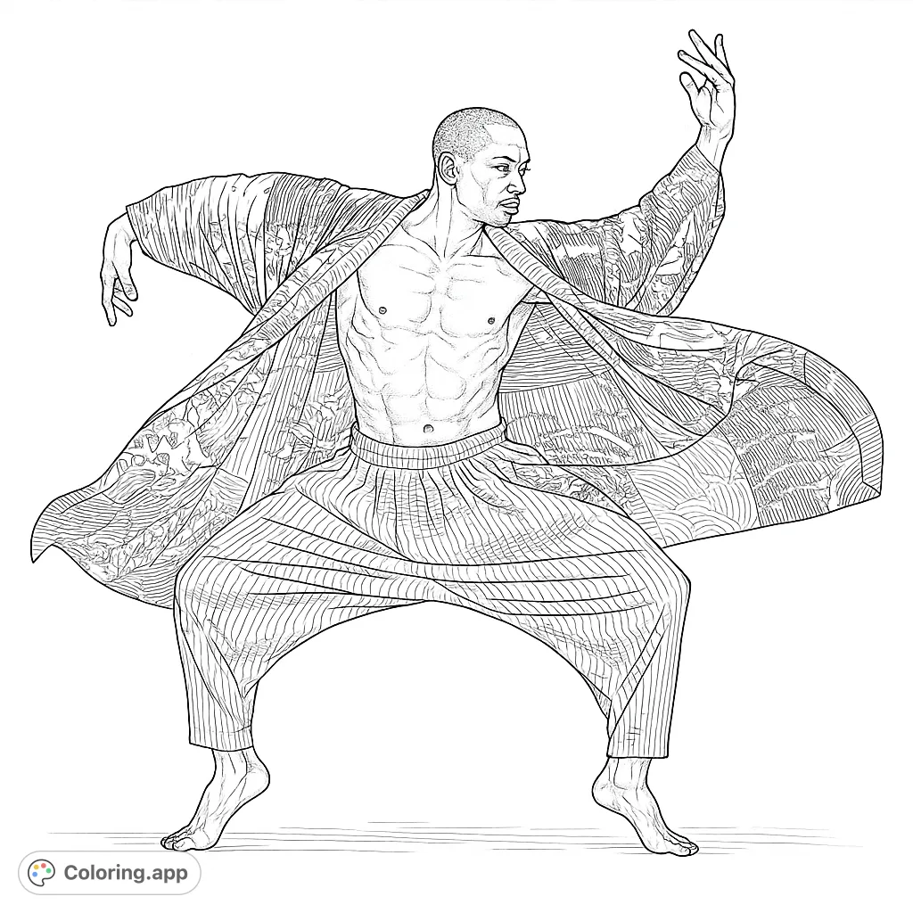 Man In Robe Coloring Puerto Rican Dancer in Motion - Coloring.app