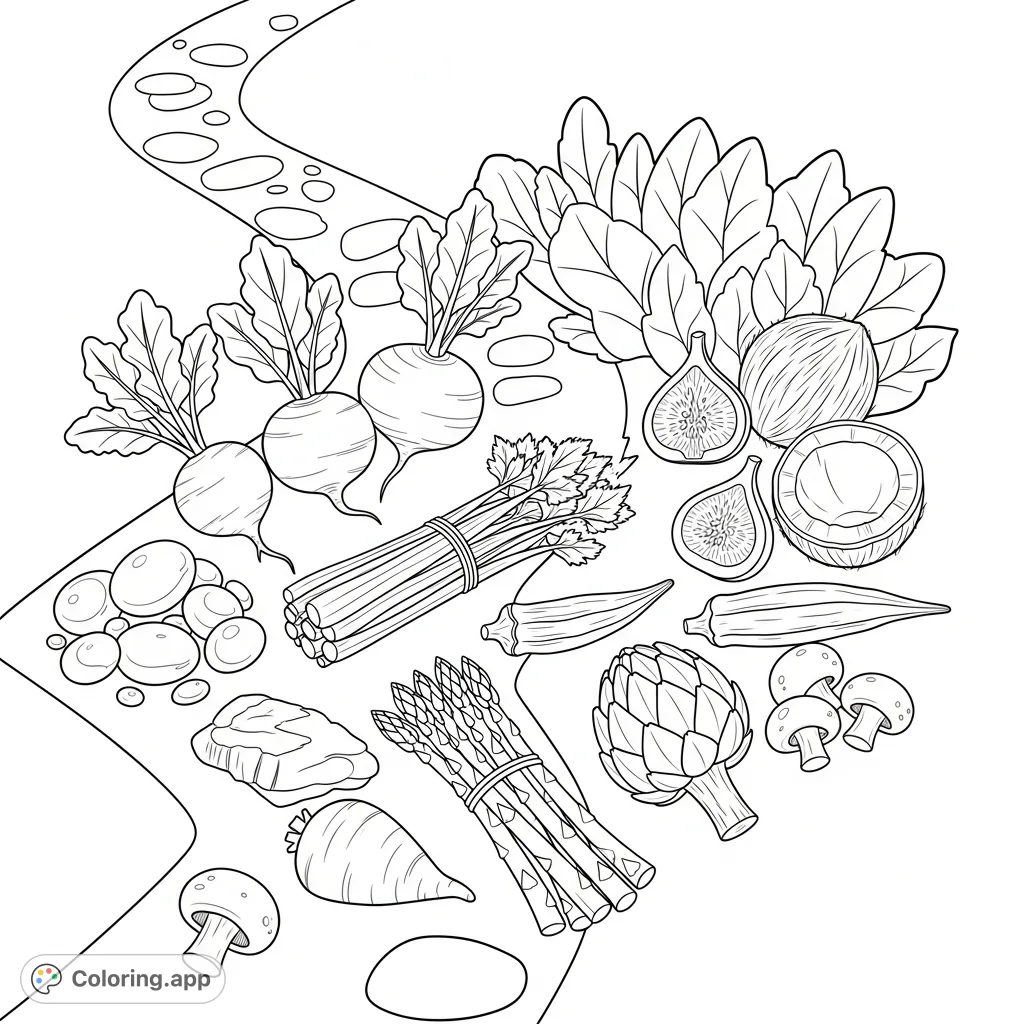 Bountiful Garden Harvest Path - Coloring.app