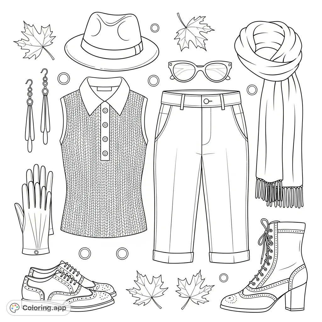 Explore a stylish flat lay arrangement featuring a collared top, cropped trousers, fedora, and various accessories. Perfect for fashion enthusiasts.