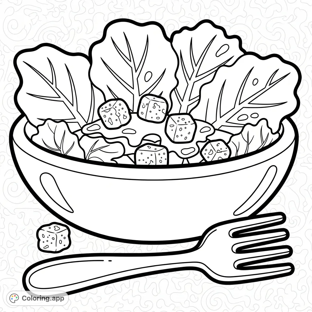 Cute Caesar Salad Fun - Coloring.app