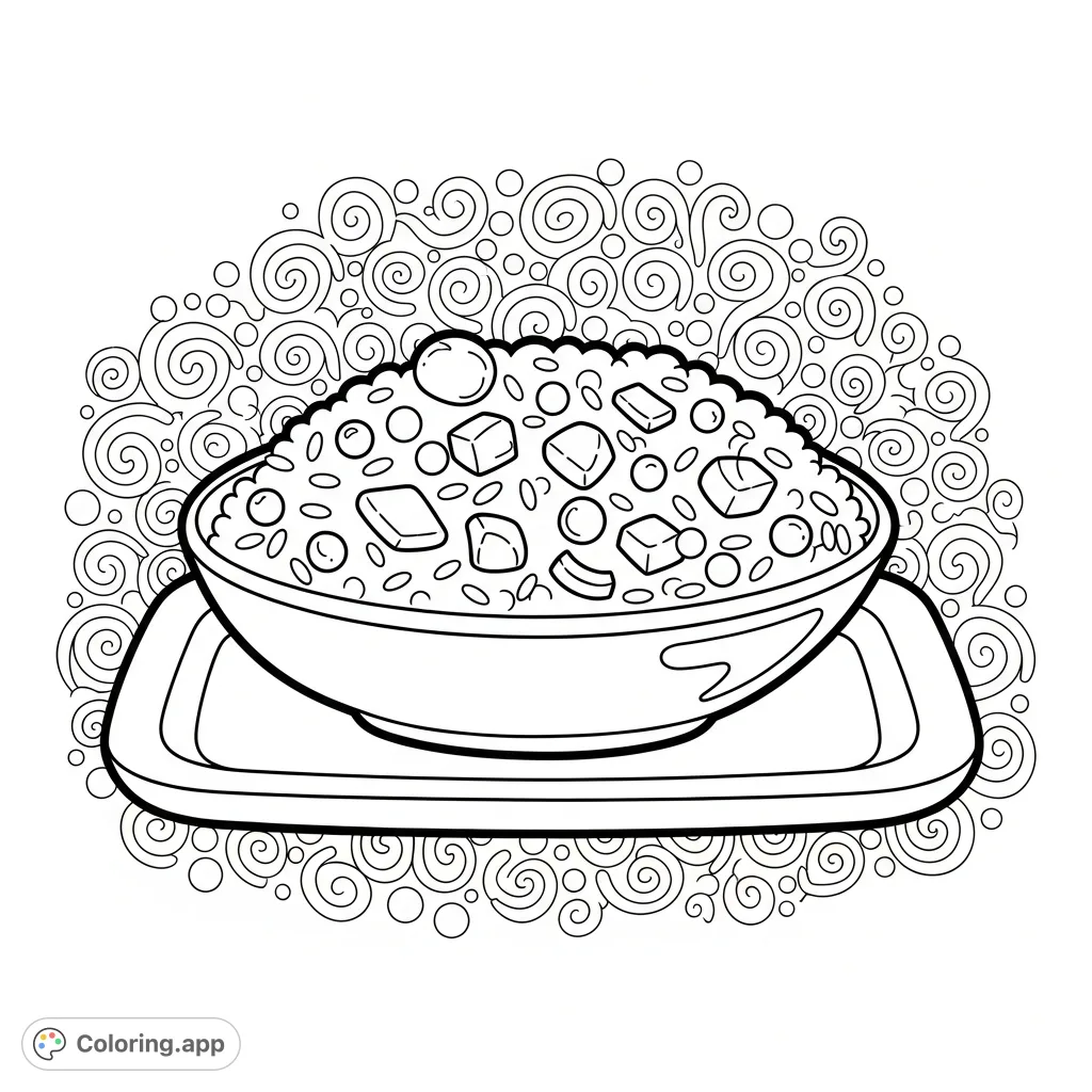 Fried Rice Colouring Cute Fried Rice Meal - Coloring.app