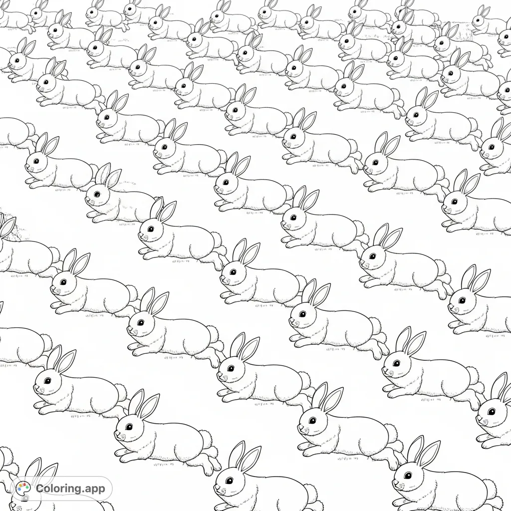 Hopping Bunny Pattern Field - Coloring.app