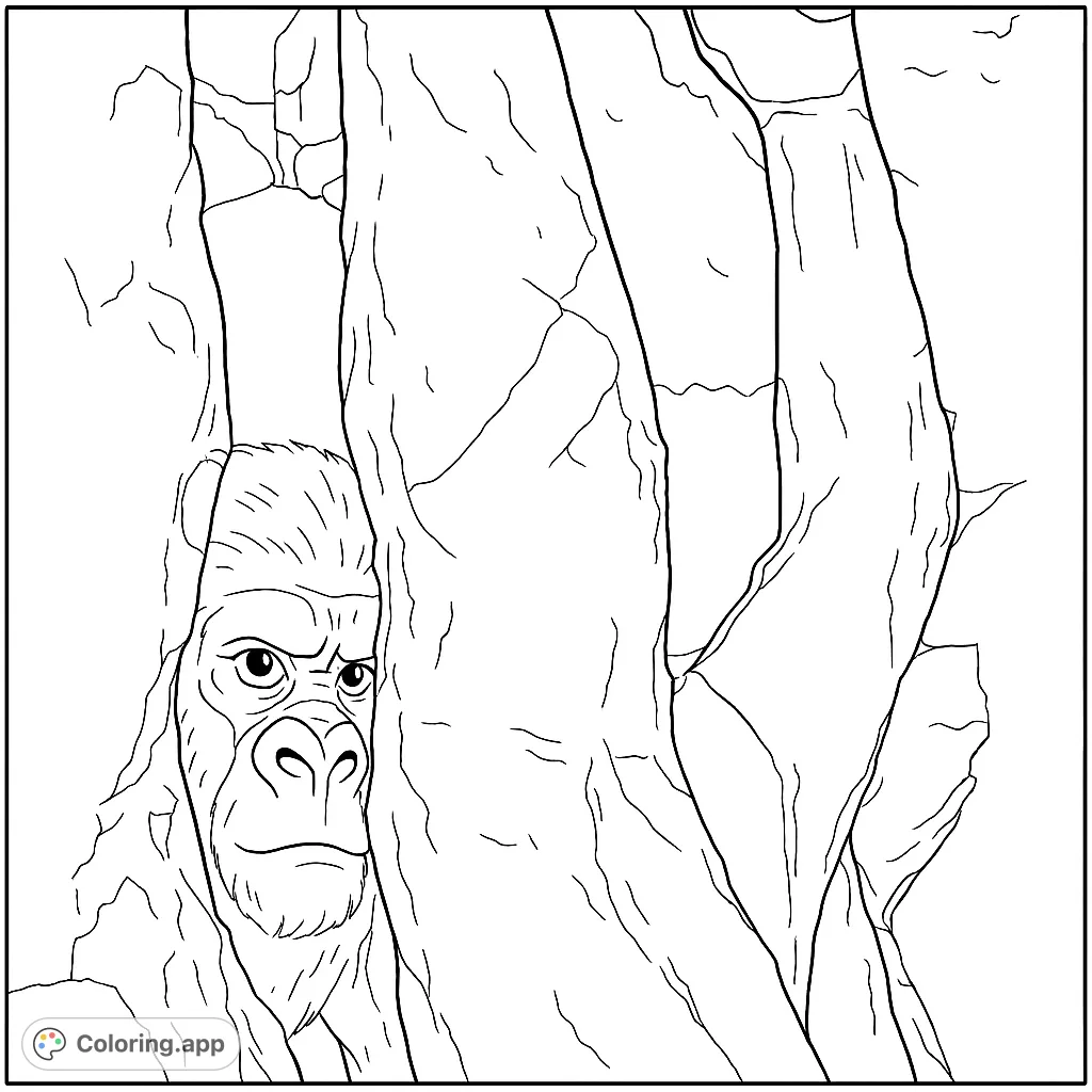 Explore the intricate details of a rugged rock face, featuring deep fissures and weathered textures. A challenging and rewarding nature-themed coloring page.