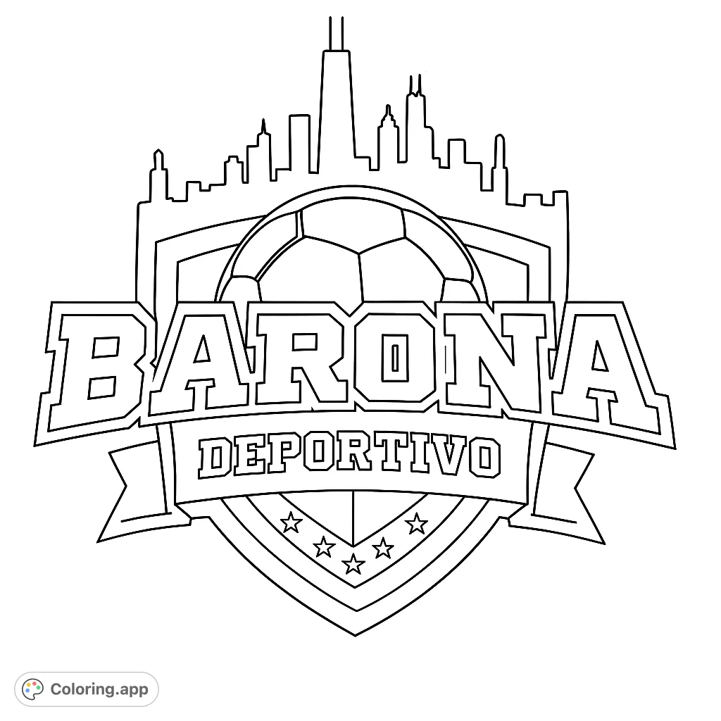 Dynamic soccer emblem featuring a detailed ball, city skyline, and bold text within a shield. Perfect for sports fans and urban enthusiasts.