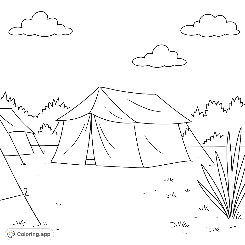 Explore a detailed military camp scene with multiple tents and a natural backdrop. Perfect for history enthusiasts and those who enjoy outdoor themes.
