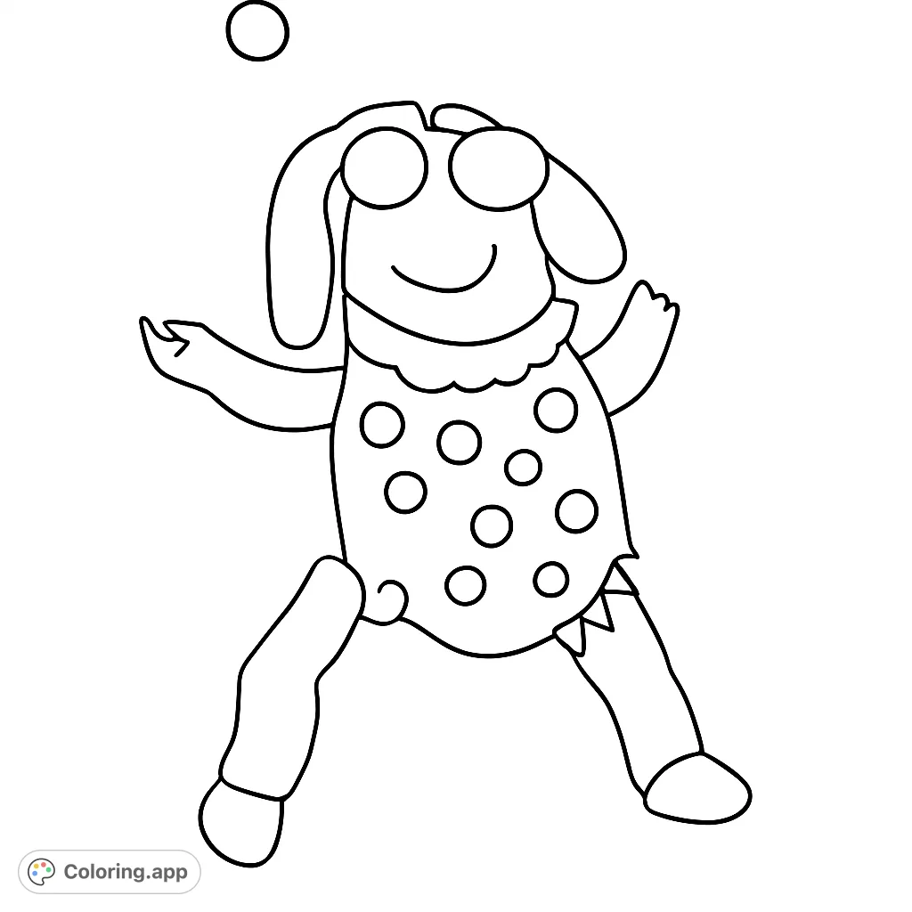 Discover a charming, whimsical figure with unique textures and a playful pose. Perfect for imaginative coloring and creative expression.
