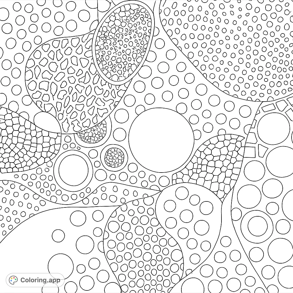 Dive into a world of abstract patterns and organic shapes. This intricate coloring page offers a unique artistic challenge for all skill levels.