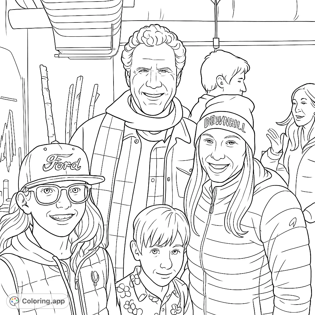 Capture a heartwarming celebrity family portrait. Features smiling faces, distinct outfits, and a lively group dynamic, perfect for personalizing.