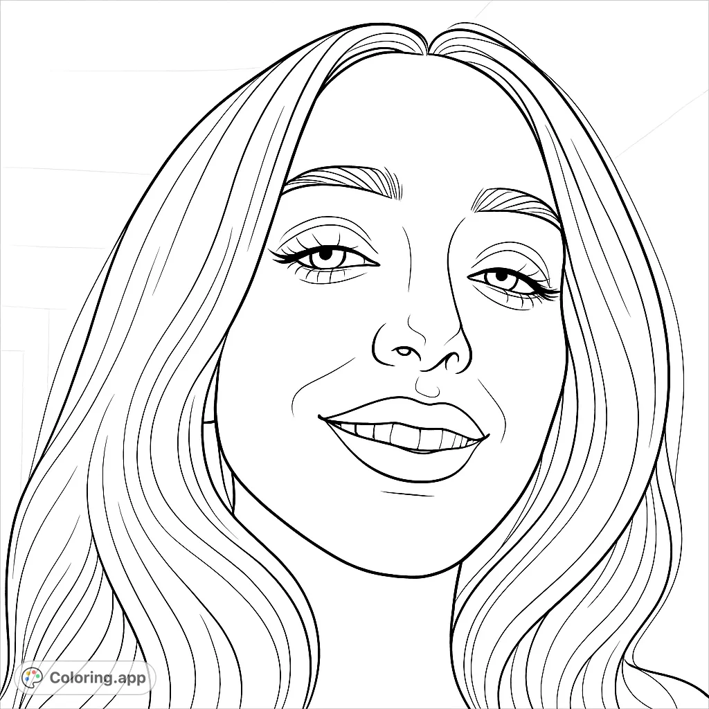 A captivating close-up portrait of a smiling young woman with flowing hair. Perfect for personalizing expressions and intricate details.