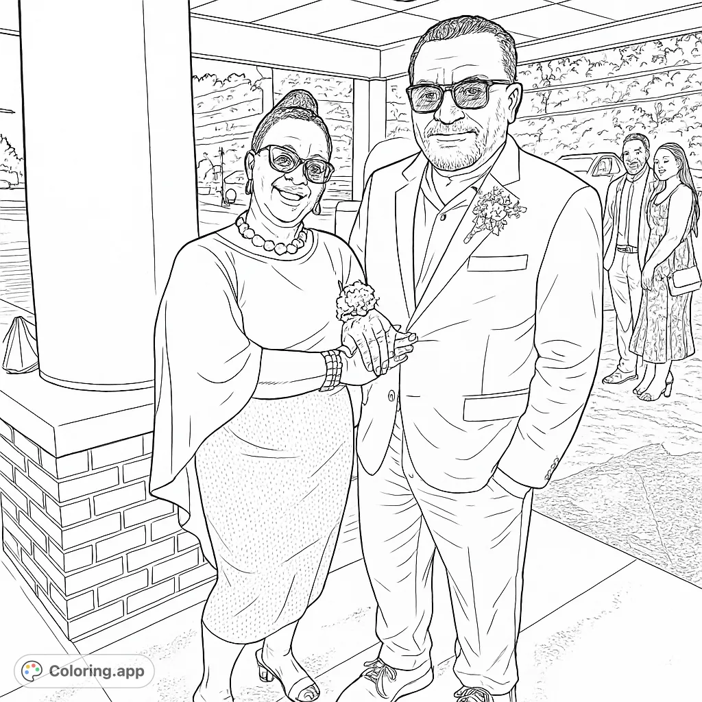 Capture the joy of a special occasion with this elegant couple portrait. Perfect for celebrating love, fashion, and memorable moments.