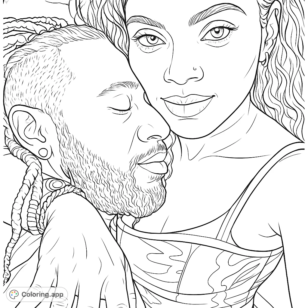 A tender moment captured: a couple in a close embrace, perfect for expressing connection and affection through art. Ideal for romantic themes.