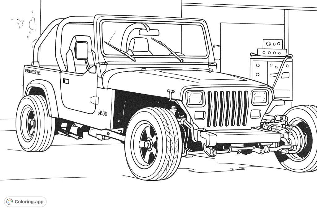 Detailed custom open-top vehicle with exposed suspension and roll cage, ready for your creative touch. Perfect for vehicle enthusiasts.
