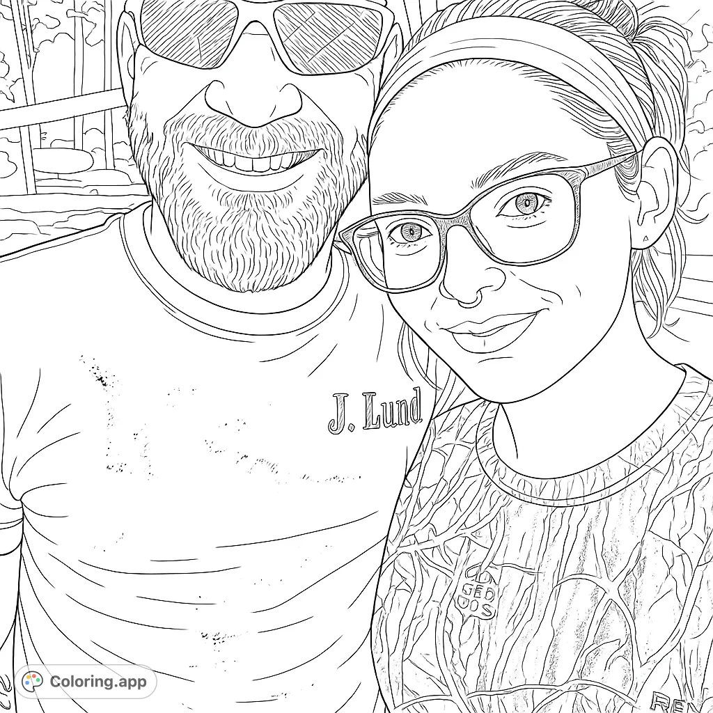 A heartwarming portrait of a couple enjoying the outdoors, perfect for personalizing with your favorite shades and textures.