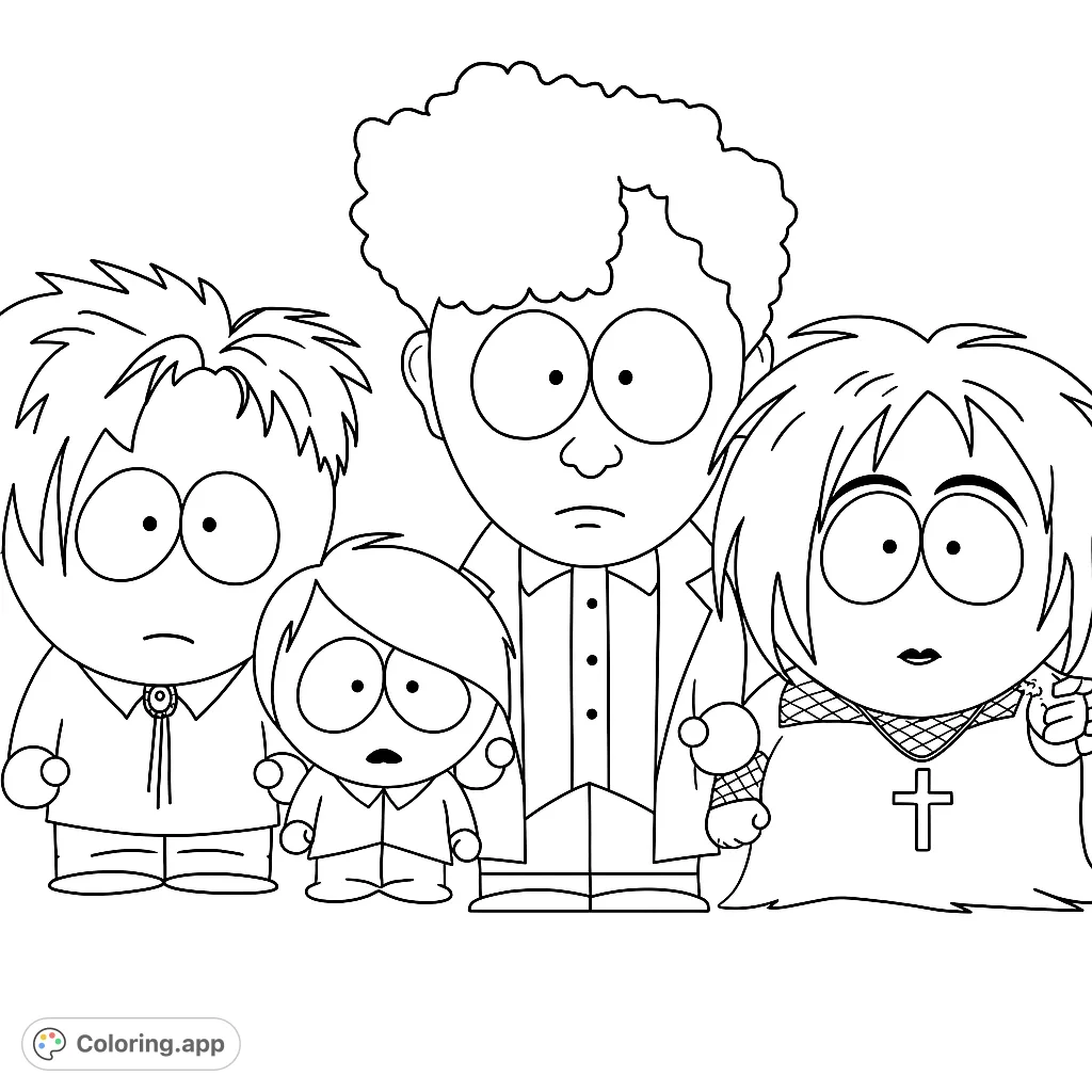 Dive into the world of these unique gothic cartoon characters! A free printable gothic cartoon characters coloring page for fans of distinctive styles.
