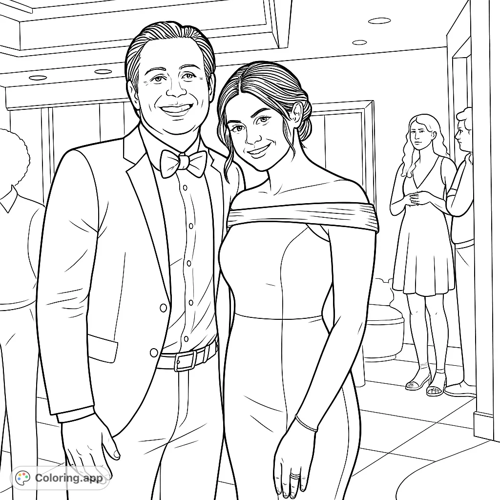 Capture the elegance of a formal event with this charming couple. Perfect for fashion enthusiasts and those who love sophisticated scenes.