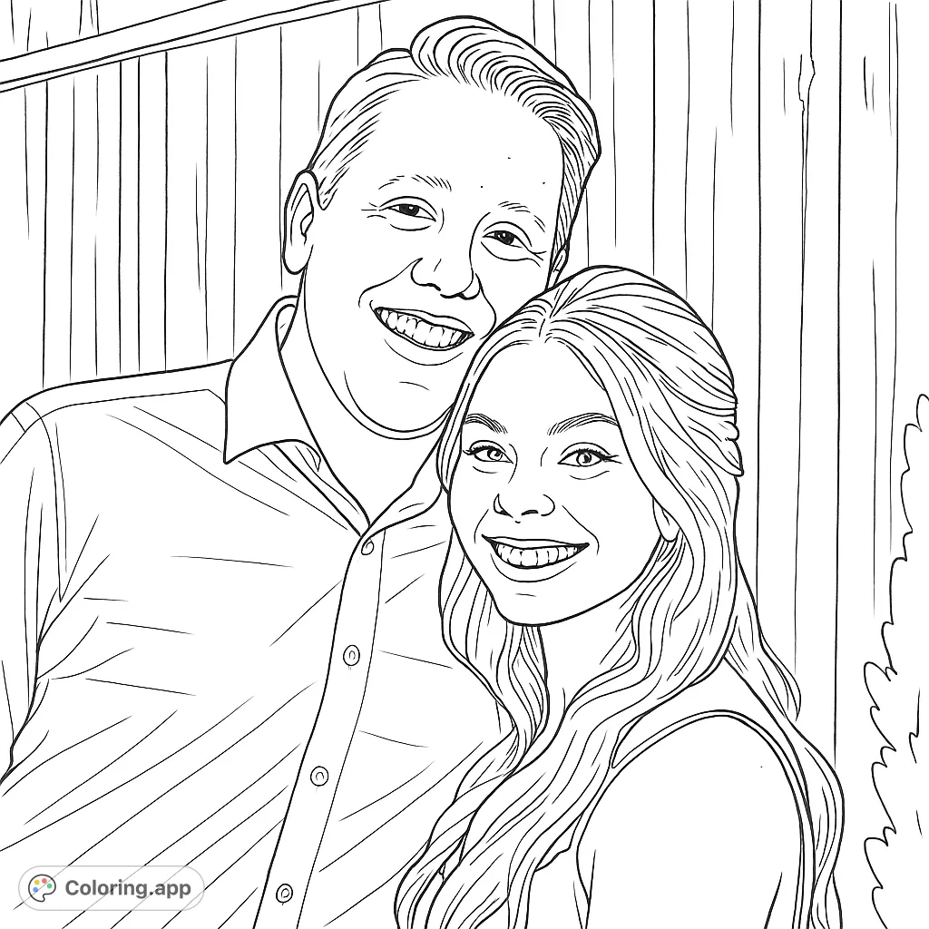 A happy couple portrait, perfect for personalizing with your favorite shades. Features detailed expressions and a textured background.