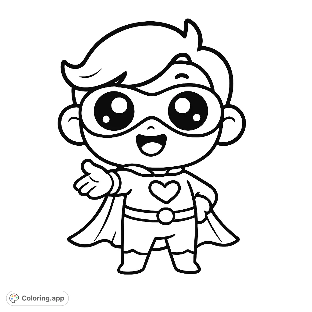 Unleash your creativity with this adorable chibi superhero coloring page! Perfect for young heroes to customize their own champion.