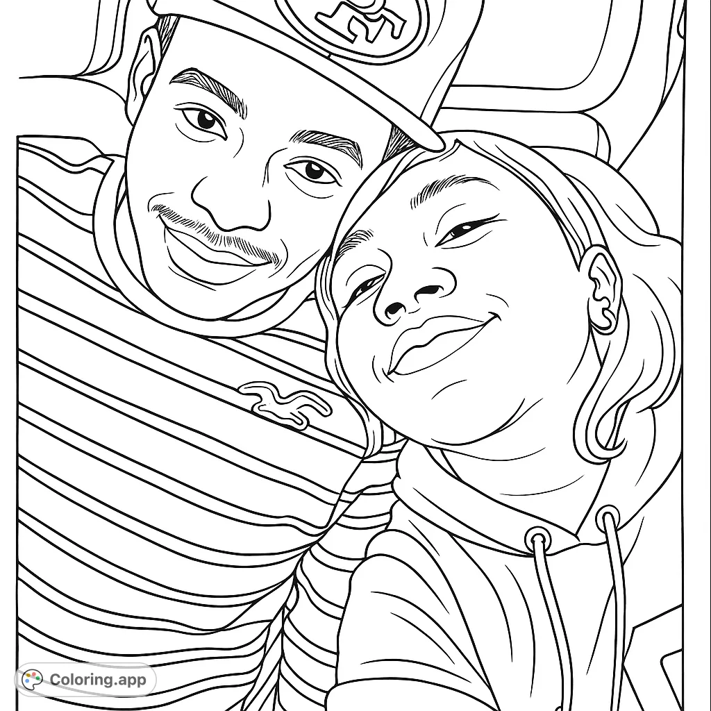 Capture a heartwarming moment with this close-up portrait of two smiling individuals. Perfect for personalizing with your favorite colors and patterns.