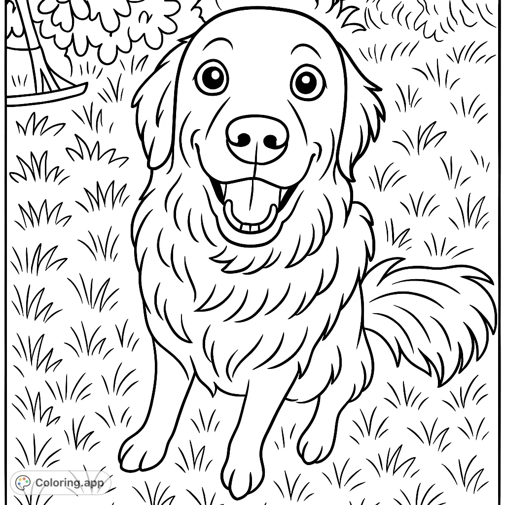 A charming dog portrait coloring page, perfect for animal lovers. Features a friendly canine with a happy expression, ready for your creative touch.