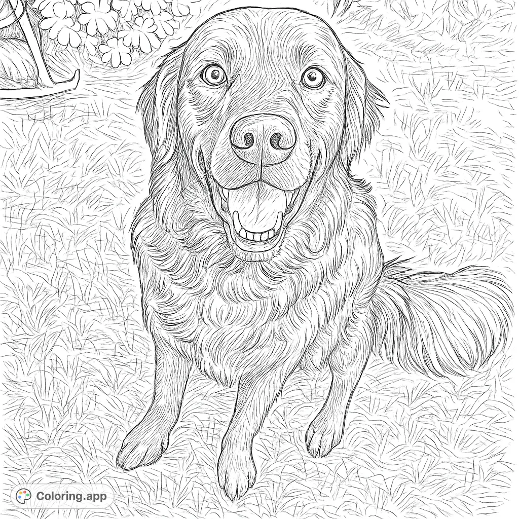 A charming hand-drawn sketch of a happy dog, perfect for animal lovers. Features a friendly canine with a textured coat, ready for your creative touch.