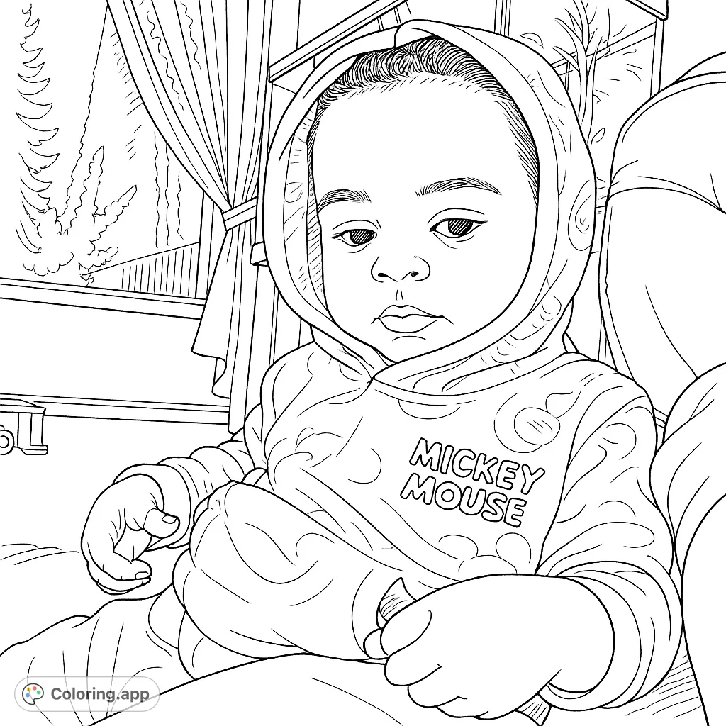 A charming portrait of a child in a hooded character sweatshirt, perfect for young fans. Features a beloved character design and a cozy indoor setting.