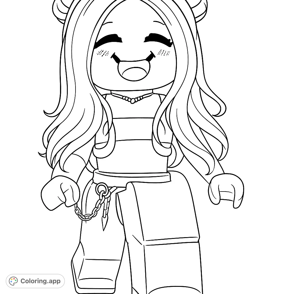 A cheerful blocky avatar character with a playful expression, perfect for a fun and creative coloring experience.