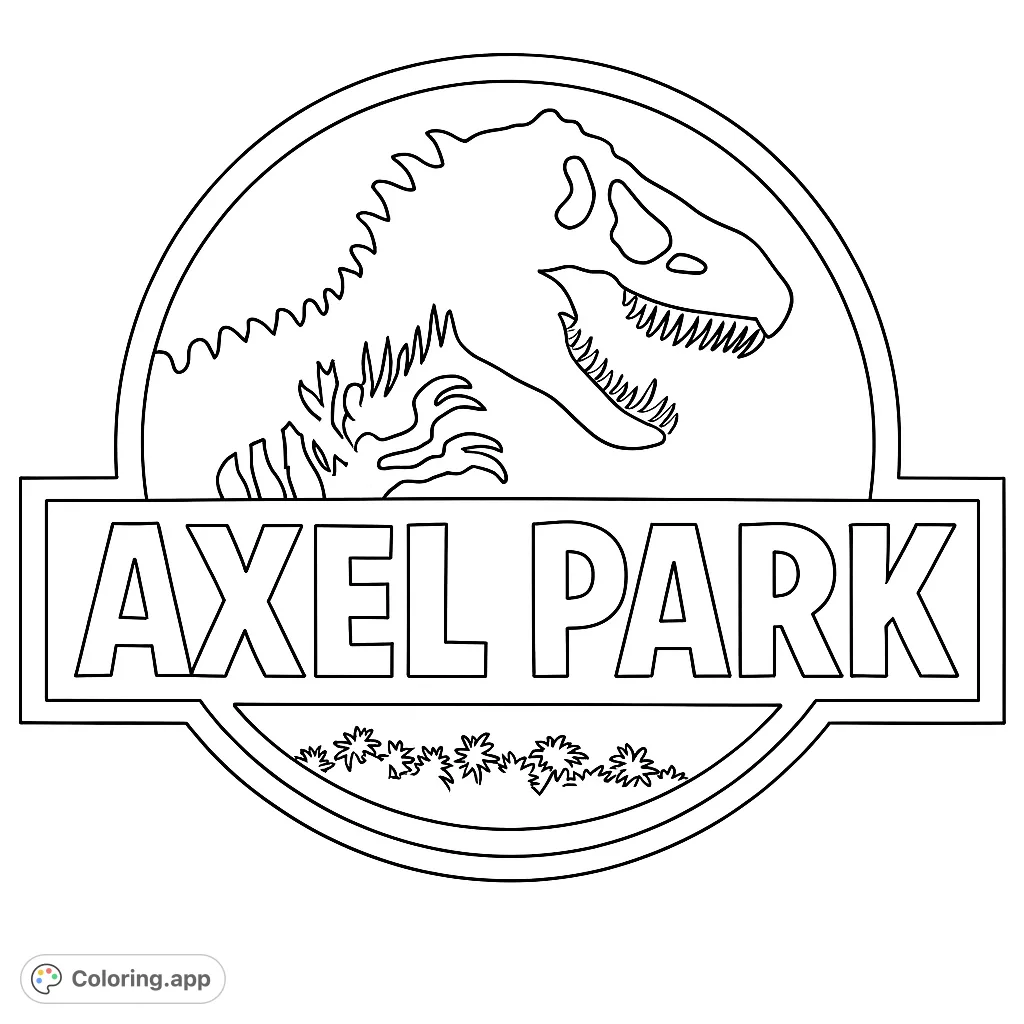 A classic dinosaur park emblem featuring a T-Rex silhouette, bold text, and a jungle backdrop. Perfect for fans of prehistoric adventures!