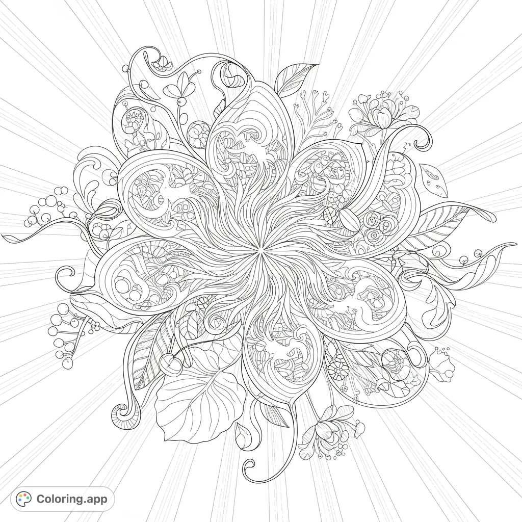 Discover a harmonious design symbolizing interconnectedness and purpose. A beautiful, free printable coloring page for reflection and creativity.