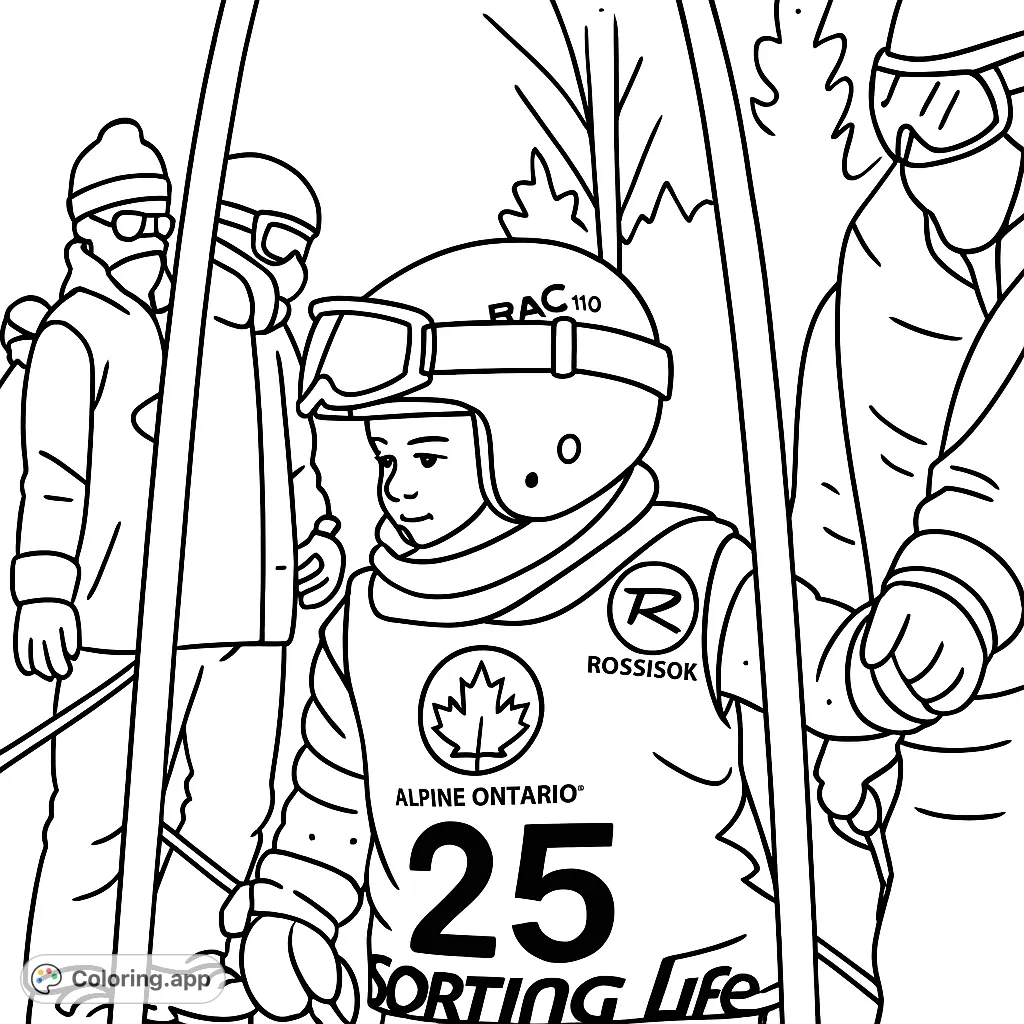 Capture the thrill of a ski race with this young skier coloring page. Perfect for winter sports enthusiasts to personalize gear and snowy scenes.