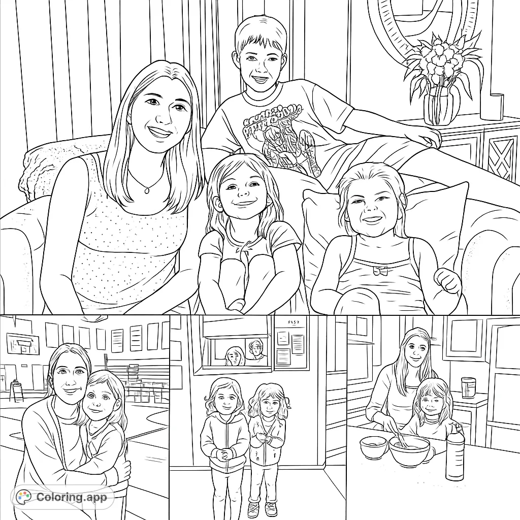 Capture heartwarming family moments, from cozy couch gatherings to kitchen adventures and outdoor fun. A delightful collection for all ages.