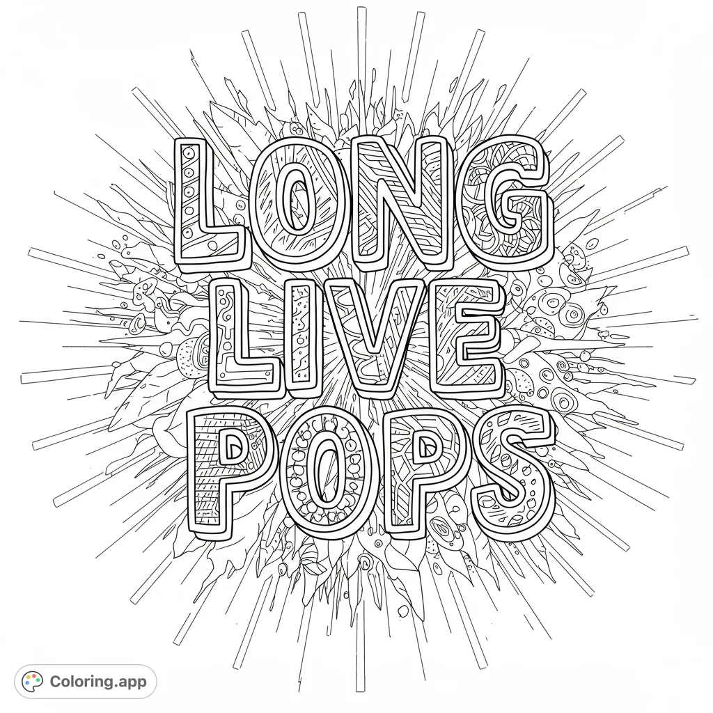 Celebrate 'Pops' with a dynamic, stylized text design featuring intricate patterns and bold lines, perfect for a heartfelt tribute.