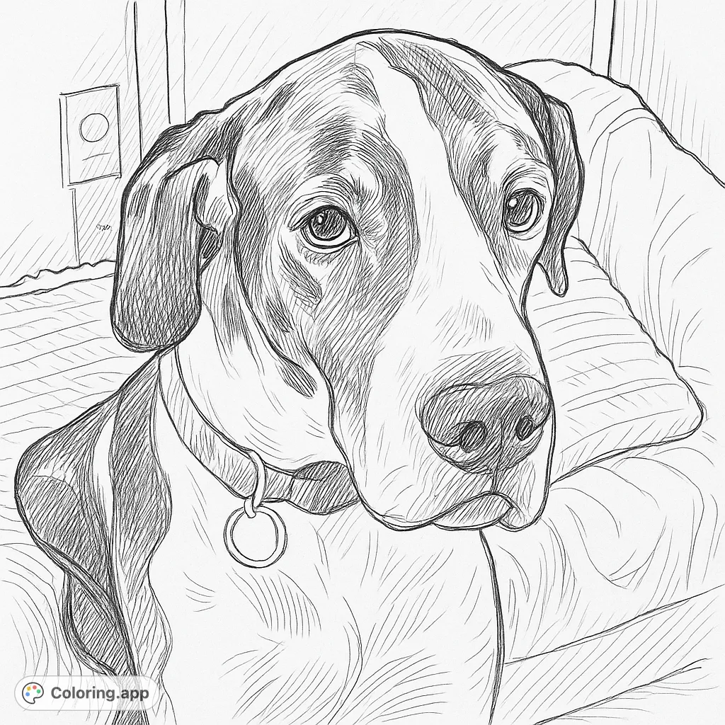 A charming hand-drawn sketch of a gentle giant dog, perfect for dog lovers. Explore intricate patterns and textures on this free printable coloring page.