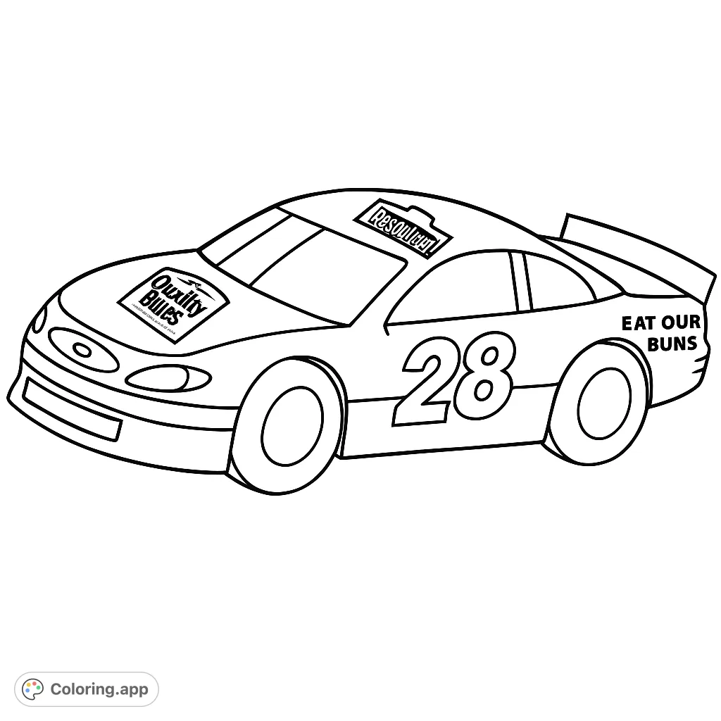 A unique race car with bun-shaped wheels and playful details, ready for a sweet race. A fun and whimsical vehicle design.