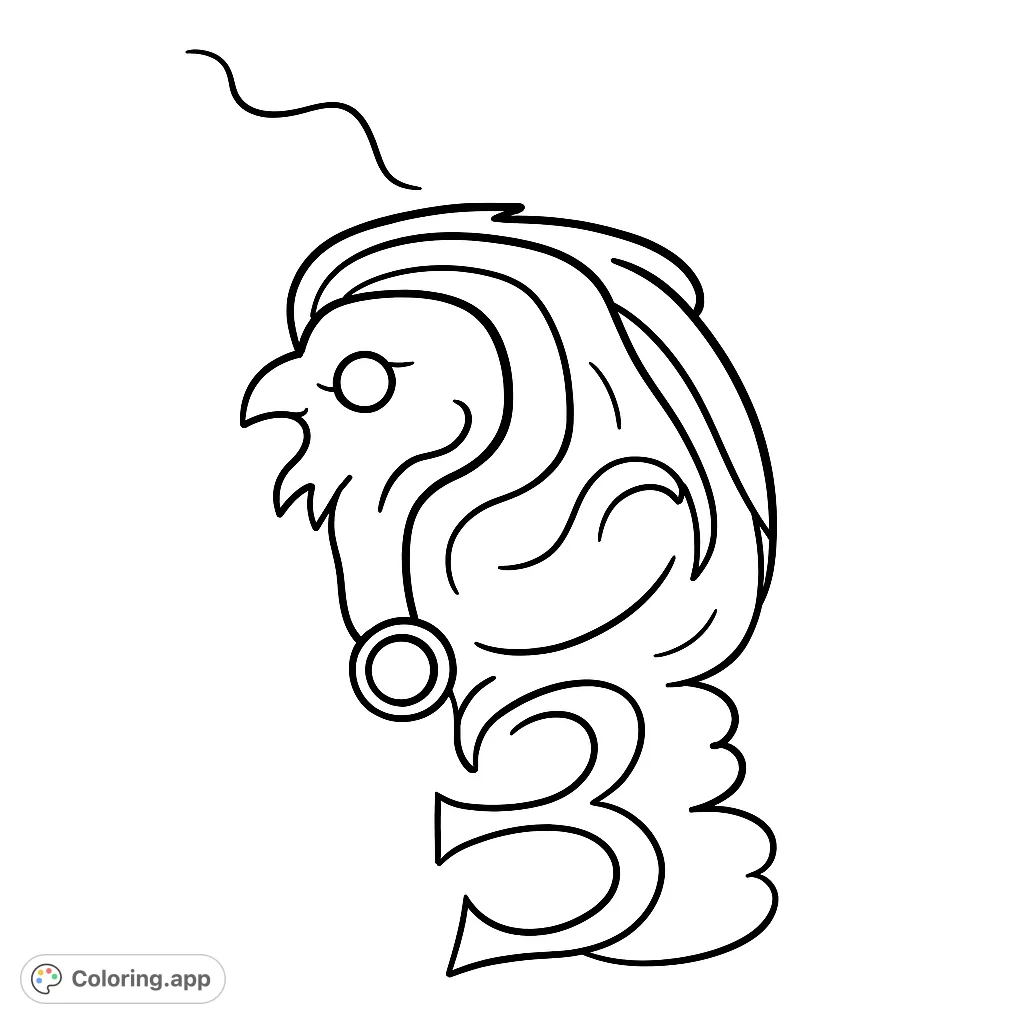 Explore a unique abstract creature coloring page with flowing forms and a stylized head. Perfect for creative expression and imaginative coloring fun.