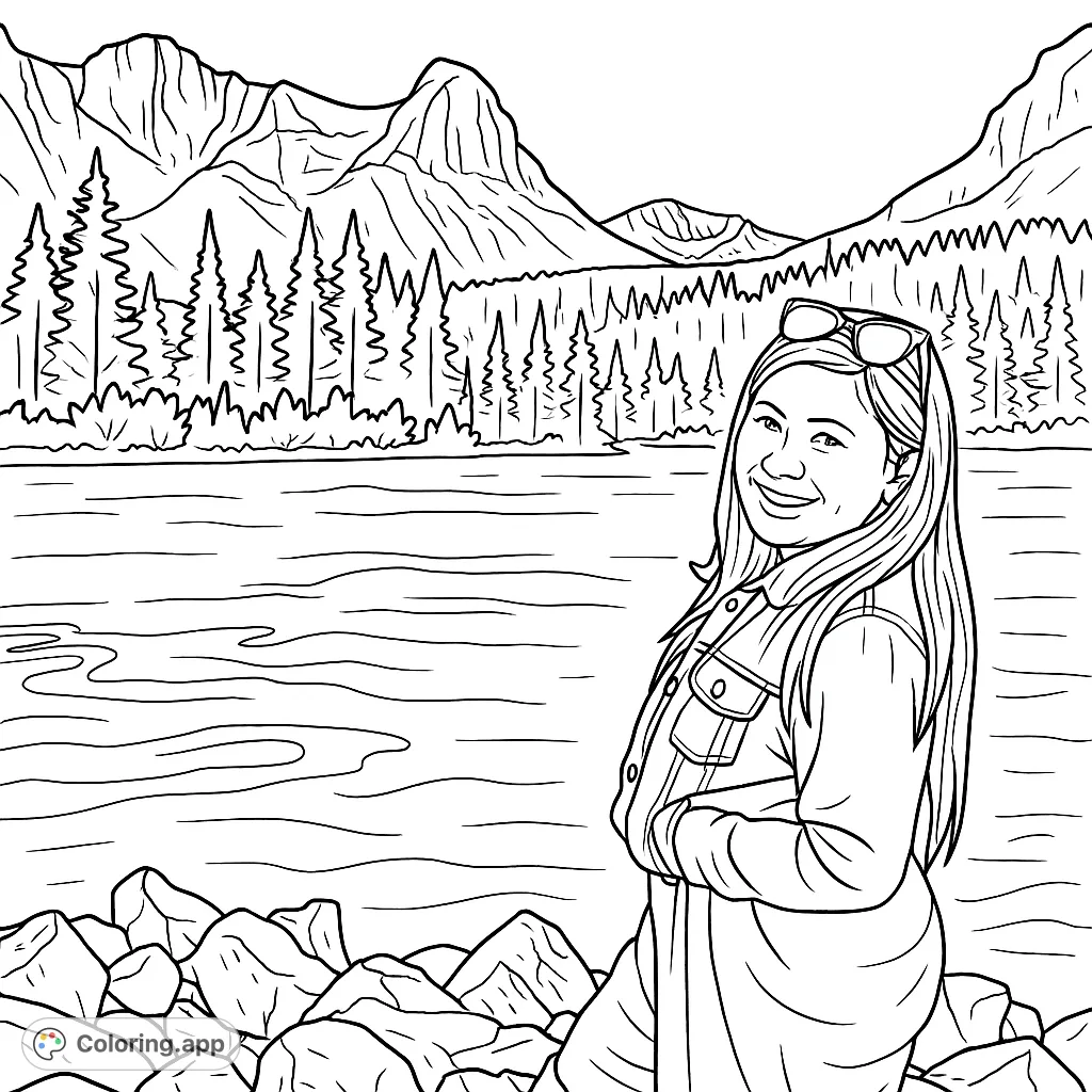 Riverside Mountain View - Coloring.app
