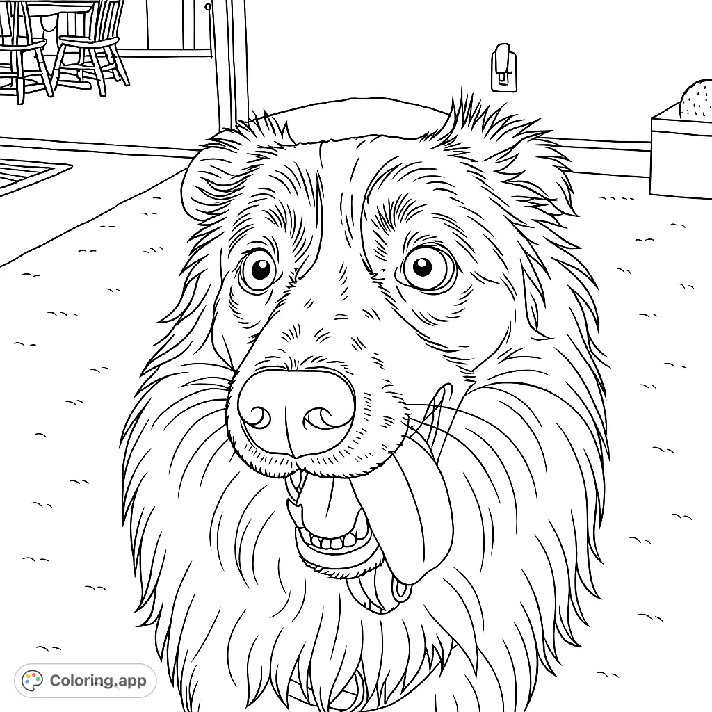 Capture the playful spirit of an expressive dog with wide eyes and a wagging tongue. A fun, free printable dog coloring page for all ages.